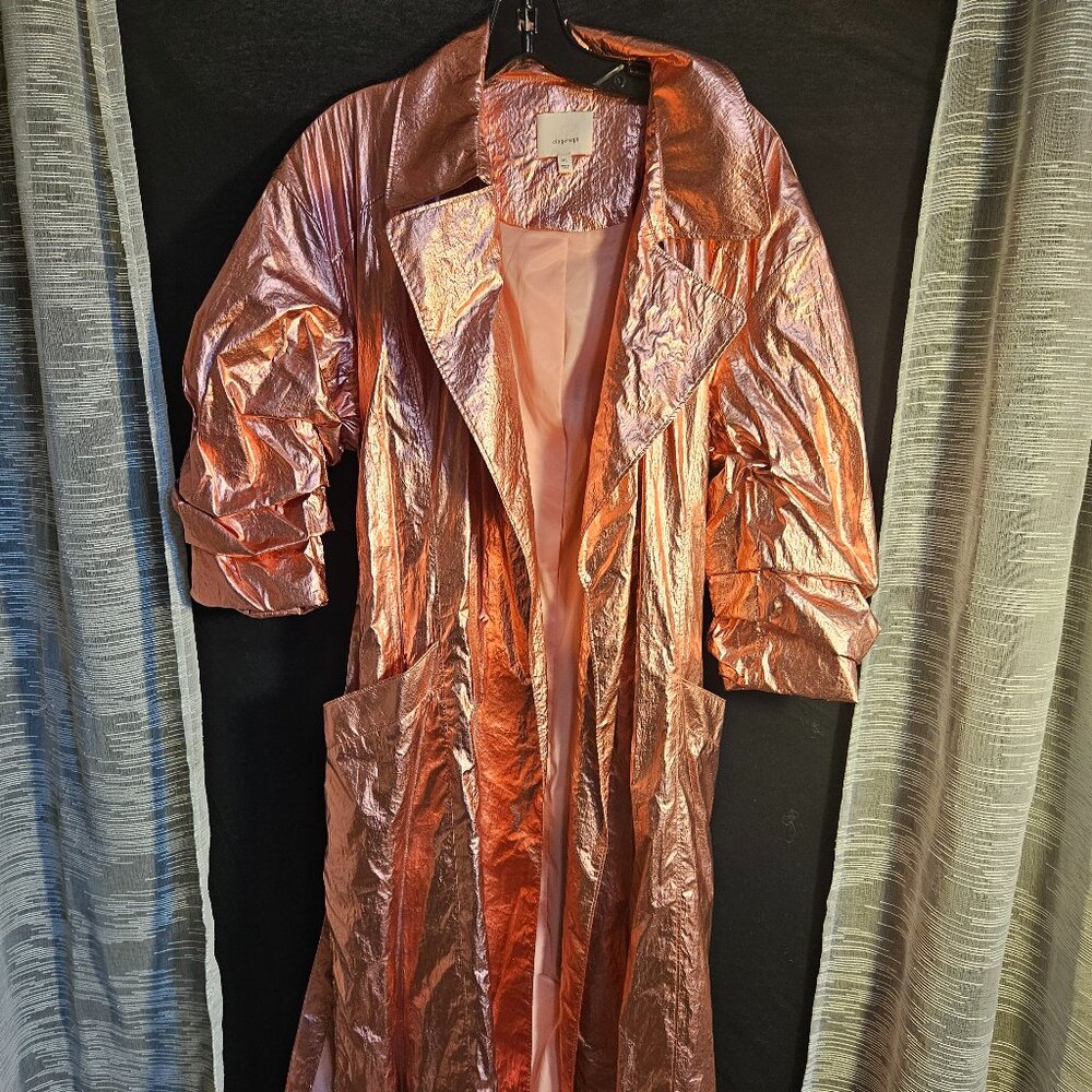 Cinq A Sept Metallic Foil Pink Trench/Duster Size Medium